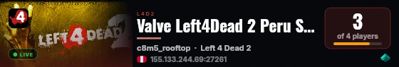 Valve Left4Dead 2 Peru Server (srcds1014-lim1.251.247) live status badge