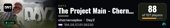 The Project Main - Chernarus | 4 Group Limit live status badge