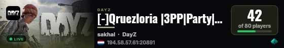 [-]Qruezloria |3PP|Party|Loot+|Guns+|Map live status badge