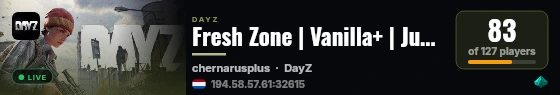 Fresh Zone | Vanilla+ | Just Wiped live status badge