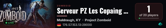 Serveur PZ Les Copaing Moul live status badge