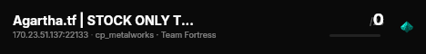 Agartha.tf | STOCK ONLY TF2 | US EAST live status badge