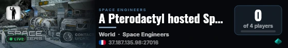 A Pterodactyl hosted Space Engineer Server live status badge