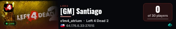 [GM] Santiago | 11m (7.16 SI/min)[duo] live status badge