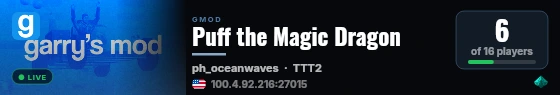Puff the Magic Dragon live status badge