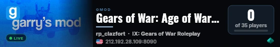 Gears of War: Age of Warfare RP | GearsX Networks live status badge