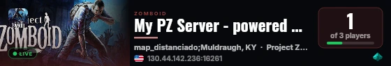 My PZ Server - powered by Sophie live status badge