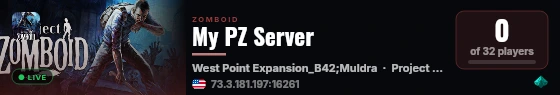 My PZ Server live status badge