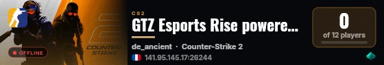 GTZ Esports Rise powered by PRACC.COM live status badge