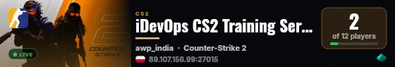 iDevOps CS2 Training Server live status badge