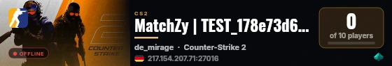MatchZy | TEST_178e73d6-3814-4378-9693-78 vs TEST_178e73d6-3814 live status badge