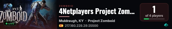 4Netplayers Project Zomboid Server live status badge