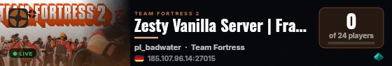 Zesty Vanilla Server | Frankfurt #01 live status badge