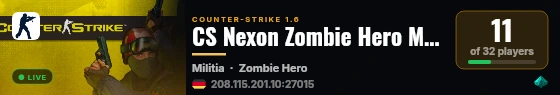 CS Nexon Zombie Hero Mode live status badge
