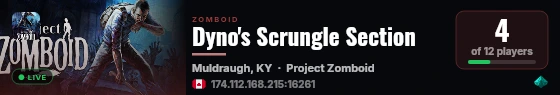 Dyno's Scrungle Section live status badge