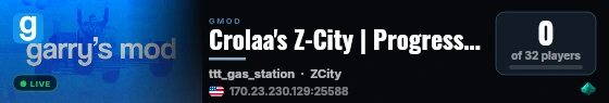 Crolaa's Z-City | Progression & Inventory | Custom Gamemodes live status badge