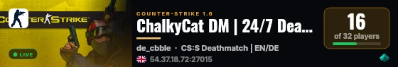 ChalkyCat DM | 24/7 Deathmatch | EN/DE | UK | Premium Perks live status badge