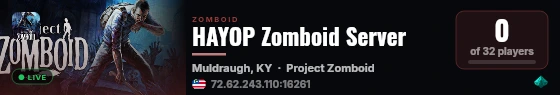 HAYOP Zomboid Server live status badge
