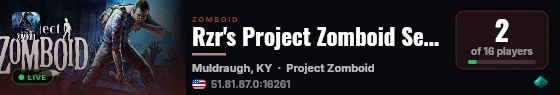 Rzr's Project Zomboid Server live status badge