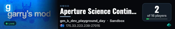 Aperture Science Continuum - Builders/Pro Builders (BETA) live status badge