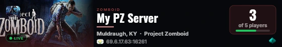 My PZ Server live status badge