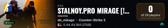 STALNOY.PRO MIRAGE [!ws !shop !vip !cw] live status badge