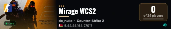 Mirage WCS2 live status badge