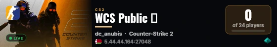 WCS Public 🔥 live status badge