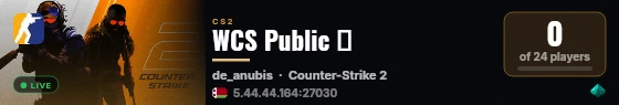 WCS Public 🔥 live status badge