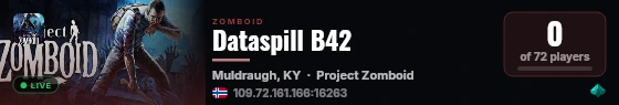 Dataspill B42 live status badge