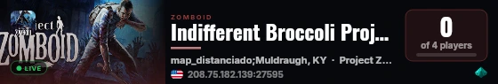 Indifferent Broccoli Project Zomboid Server live status badge