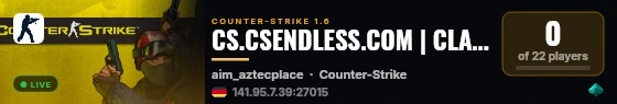 CS.CSENDLESS.COM | CLASSIC SERVER live status badge
