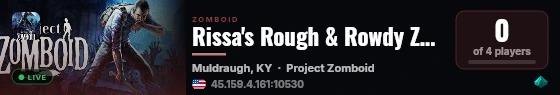 Rissa's Rough & Rowdy Zombie Survival live status badge