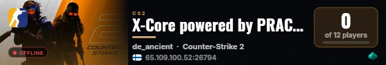 X-Core powered by PRACC.COM live status badge