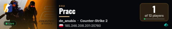 Pracc live status badge