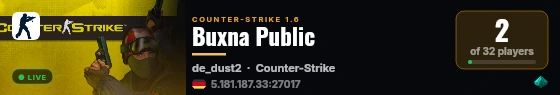 Buxna Public live status badge