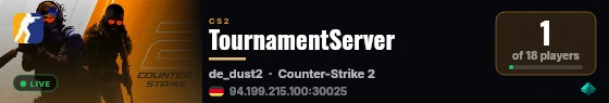 TournamentServer live status badge