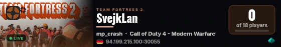 SvejkLan live status badge