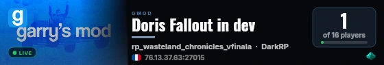 Doris Fallout in dev live status badge