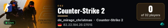 Counter-Strike 2 live status badge