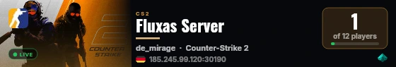 Fluxas Server live status badge