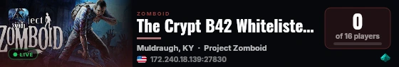 The Crypt B42 Whitelisted Community Server live status badge