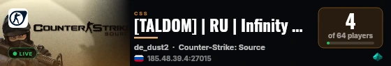 [TALDOM] | RU | Infinity Public Server [FastDL | HLStatsX] live status badge