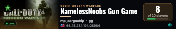 NamelessNoobs Gun Game live status badge