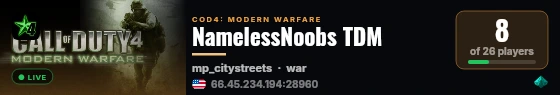 NamelessNoobs TDM live status badge