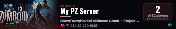 My PZ Server live status badge