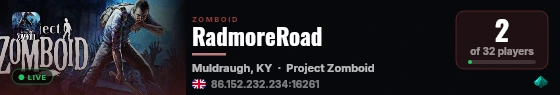 RadmoreRoad live status badge