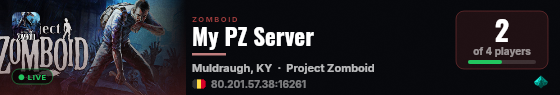 My PZ Server live status badge
