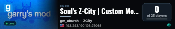 Soul's Z-City | Custom Modes | https://discord.gg/a2JAaEAZxa live status badge