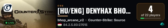 [HU/ENG] DENYHAX BHOP SERVER | TICKRATE 100 live status badge